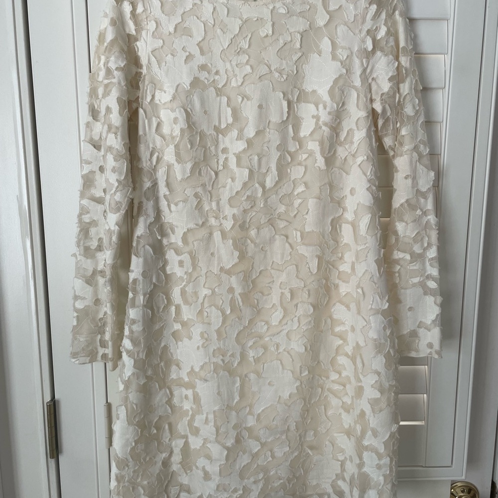 ECI Cream Floral Lace Long Sleeve Dress